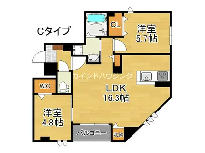 アプリーレ(2LDK/3階)の間取り写真