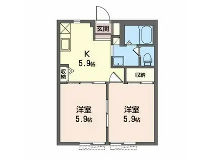 エトワールA棟(2K/1階)の間取り写真