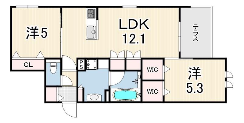 HEBEL MAISON 塚口(2LDK/1階)の間取り写真