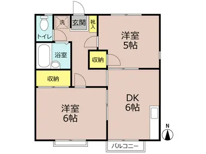 カーザ・ミーア(2DK/2階)の間取り写真