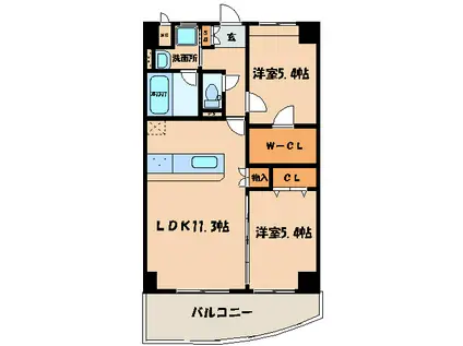 愛暮利伊フォーチュン北湊I(2LDK/3階)の間取り写真
