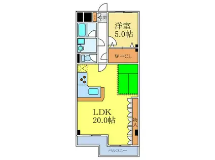 第2サンハイツ緑地公園(1LDK/4階)の間取り写真