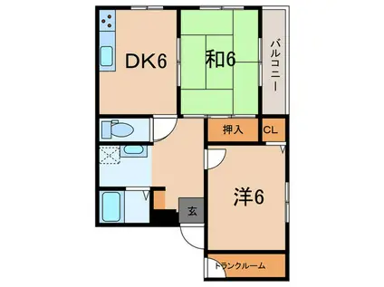 メープルハイツ(2DK/3階)の間取り写真