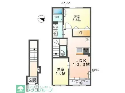  柏市柏 アパート(2LDK/2階)の間取り写真