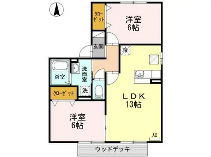 木もれびの杜 I(2LDK/1階)の間取り写真