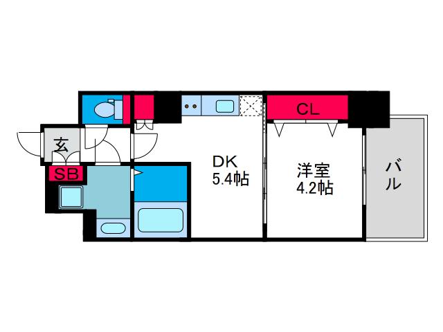 メルディア大正D.C(1DK/6階)の間取り写真