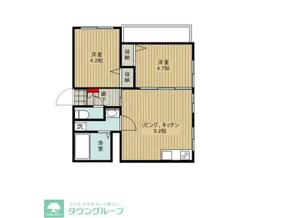 DEAR COURT(2DK/1階)の間取り写真