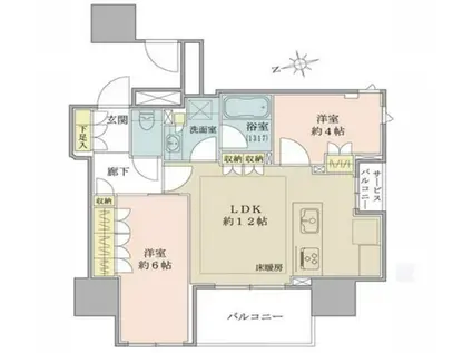 BRILLIA上野THERESIDENCE(2LDK/11階)の間取り写真