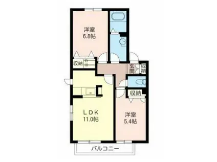 グランドゥール桜木I(2LDK/2階)の間取り写真