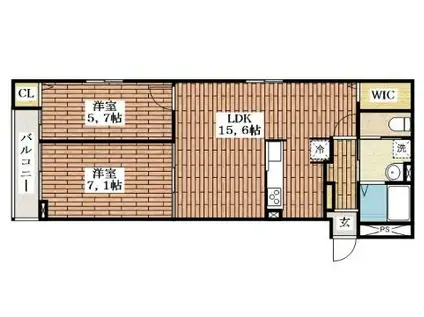 エルベラン真砂(2LDK/2階)の間取り写真