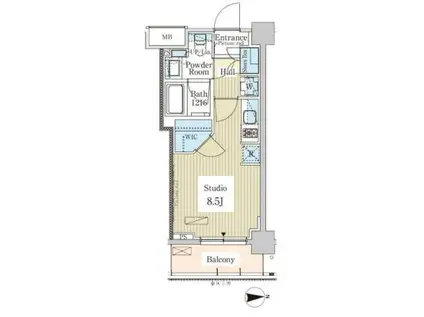 パークアクシス高田馬場テラス(ワンルーム/2階)の間取り写真