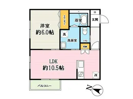 MAISON CALMA(1LDK/1階)の間取り写真