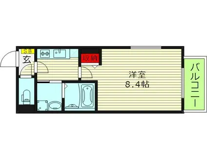 GARDENMAISON内代(1K/1階)の間取り写真