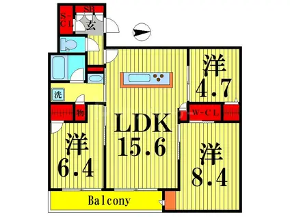 シャーメゾンセントリビエ(3LDK/2階)の間取り写真