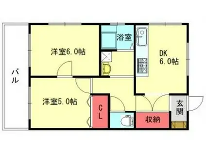 ハイツ清水(2DK/3階)の間取り写真