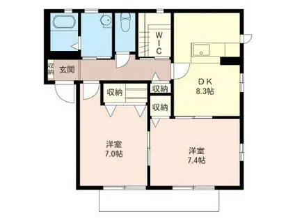 ソーニョピッコロA(2DK/1階)の間取り写真