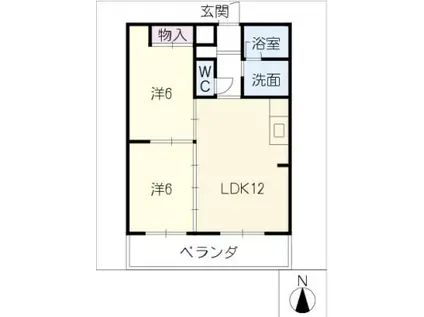 レーベン西条A(2LDK/2階)の間取り写真