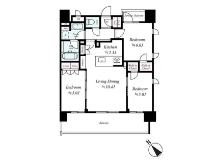 SEASONS川口並木(3LDK/3階)の間取り写真