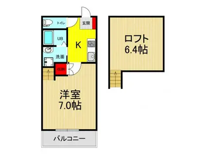 CASALEGAME(1K/2階)の間取り写真