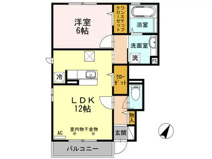 ミクスト A(1LDK/1階)の間取り写真