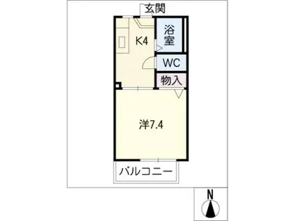 ユニバーサル岸岡B(1K/1階)の間取り写真