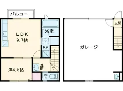 プレミアムガレージハウス青梅IC(1LDK/1階)の間取り写真
