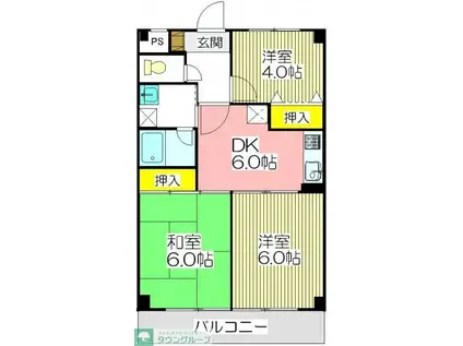 マグノリアハイツ(3DK/4階)の間取り写真