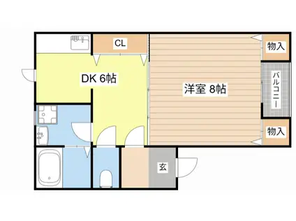 ESハイツ2番館(1DK/2階)の間取り写真