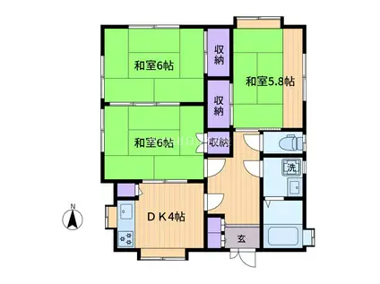 大原ハウス(3DK/1階)の間取り写真