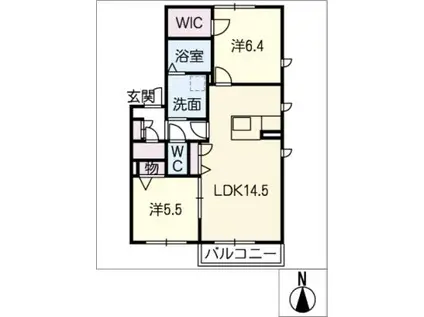 あっぷるべりー(2LDK/2階)の間取り写真
