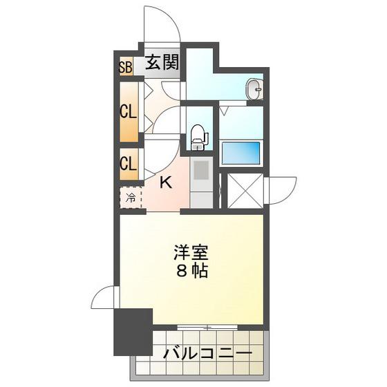 S-RESIDENCE四日市駅前COULEUR(1K/15階)の間取り写真