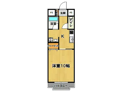 ユニバース(1K/1階)の間取り写真