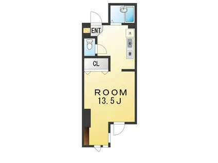 グリーンヒルズA棟(ワンルーム/1階)の間取り写真