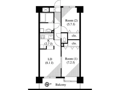 バーディーテラス仲町(2LDK/8階)の間取り写真