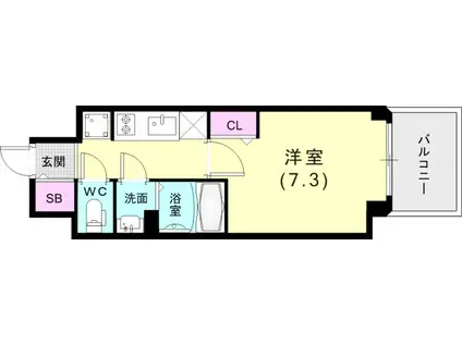 GENOVIA神戸湊川公園(1K/8階)の間取り写真