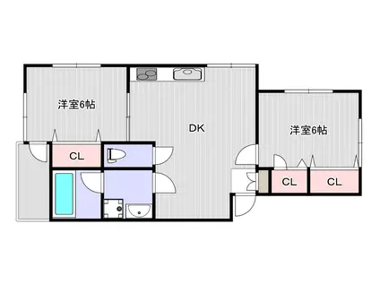 フローラルハイツ新町(2DK/1階)の間取り写真