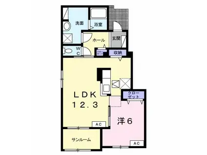 マイメゾン 島 V(1LDK/1階)の間取り写真