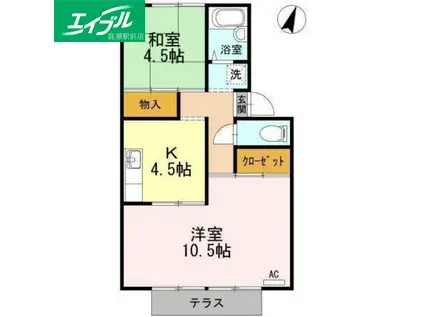 プレジール小(2K/1階)の間取り写真