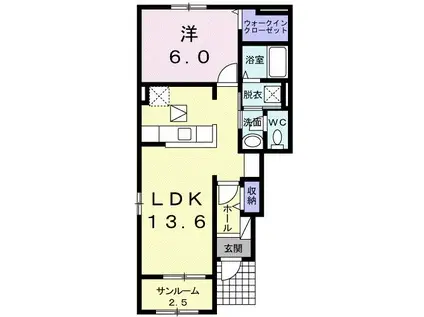 セレノ カーサII(1LDK/1階)の間取り写真