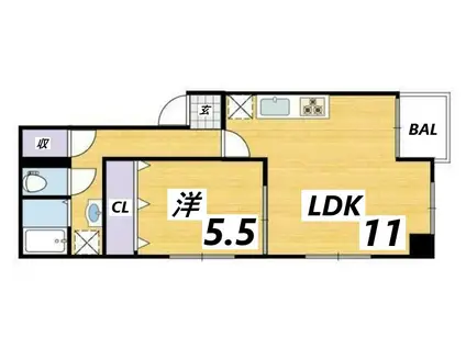 グランヴェール南車崎(1LDK/4階)の間取り写真