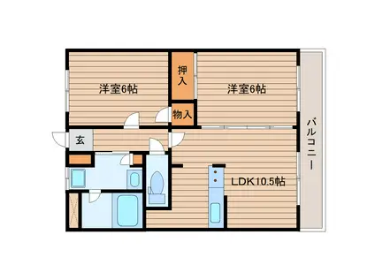 グランドール泉中央(2LDK/3階)の間取り写真