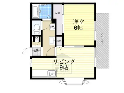 ベルクいばらき(1LDK/1階)の間取り写真