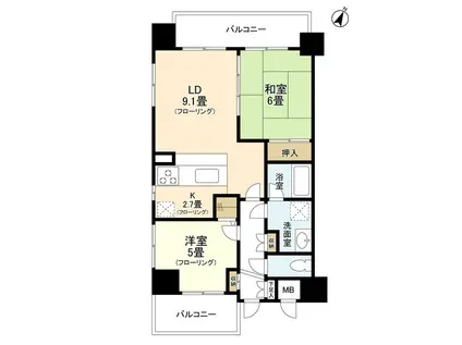 ルピナス横濱ポートサイド(2LDK/3階)の間取り写真