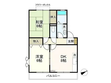 アヴァンティコートA棟(2DK/2階)の間取り写真