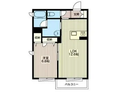 ラフィネ下馬(1LDK/2階)の間取り写真