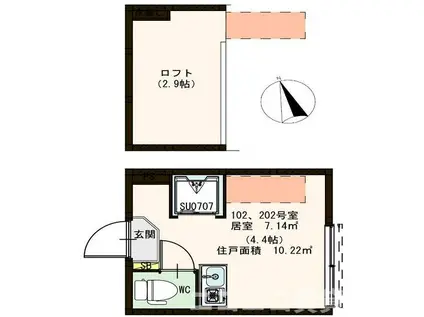 エヴィメリア永福(ワンルーム/2階)の間取り写真