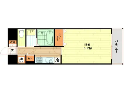 ジオエント福島野田レジデンス(1K/8階)の間取り写真