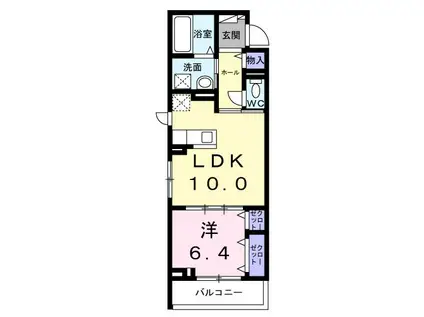 ハイドレンジア くずは(1LDK/2階)の間取り写真