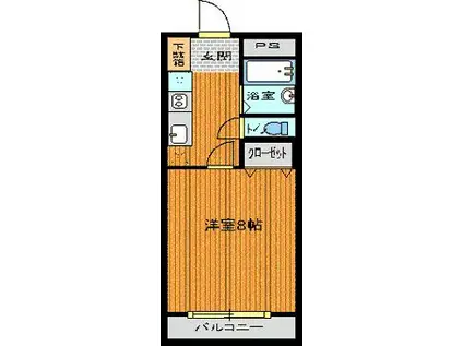 ＪＲ山陽本線 三原駅 徒歩47分 3階建 築29年(1K/3階)の間取り写真