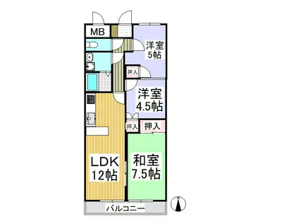 クリスタルハイツ墨坂(3LDK/2階)の間取り写真